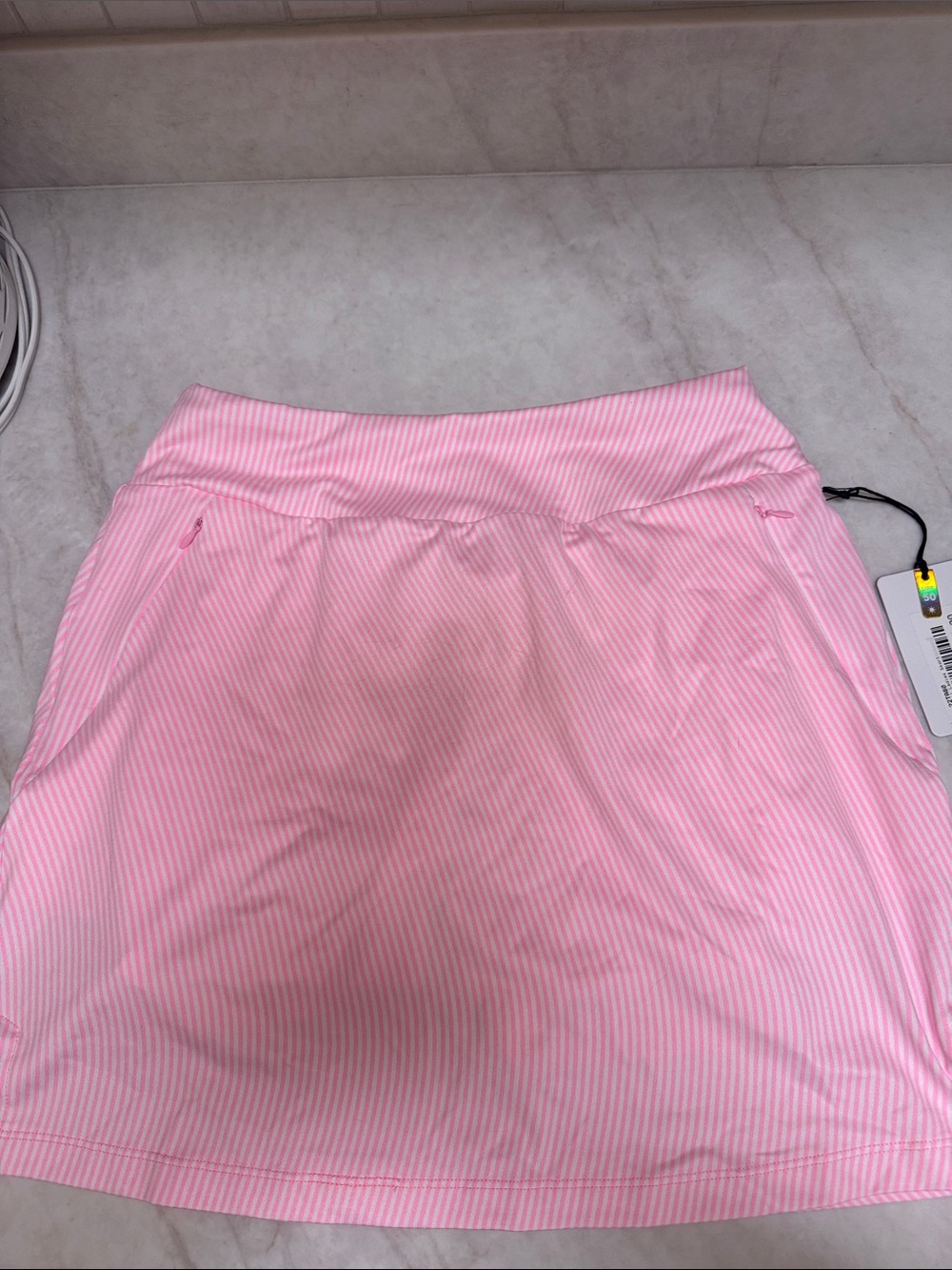 Tail Activewear pink and white striped golf skirt- nwt